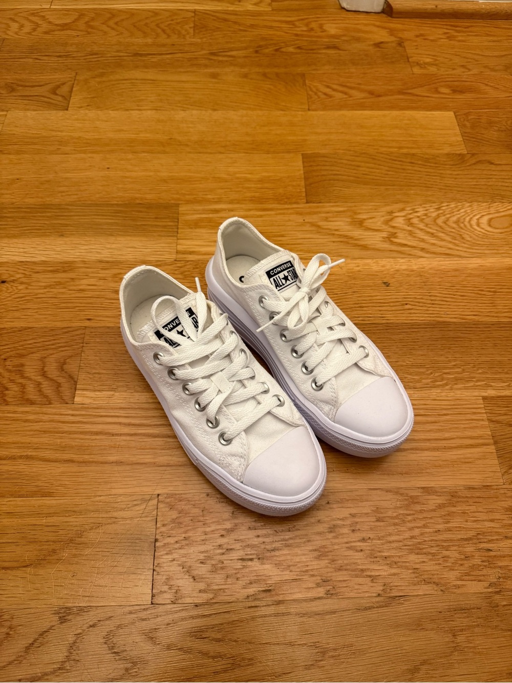 Converse White Low Top Sneakers - Canvas Lace-Up - Picture 5 of 5